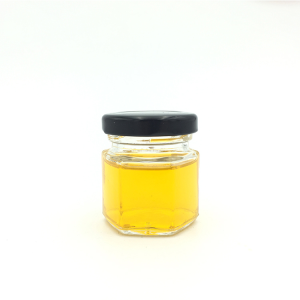 60ml 2oz Mini Glass Honey Jar with Hexagonal Shape