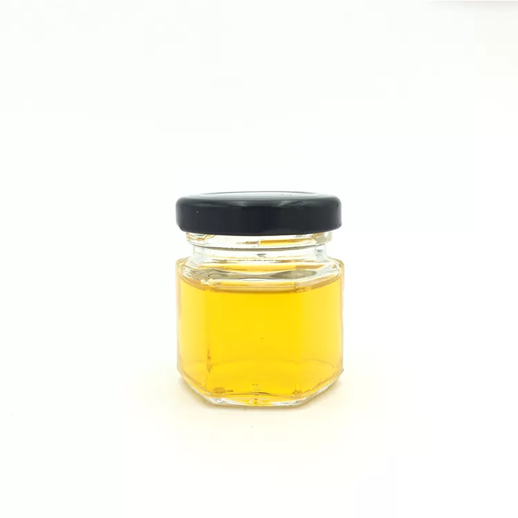 60ml 2oz Mini Glass Honey Jar with Hexagonal Shape