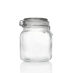 Square Glass Storage Jar 750ml with Swing Top Lid