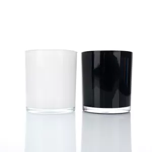 310ml Black White Internal Spray Color Glass Candle Jar