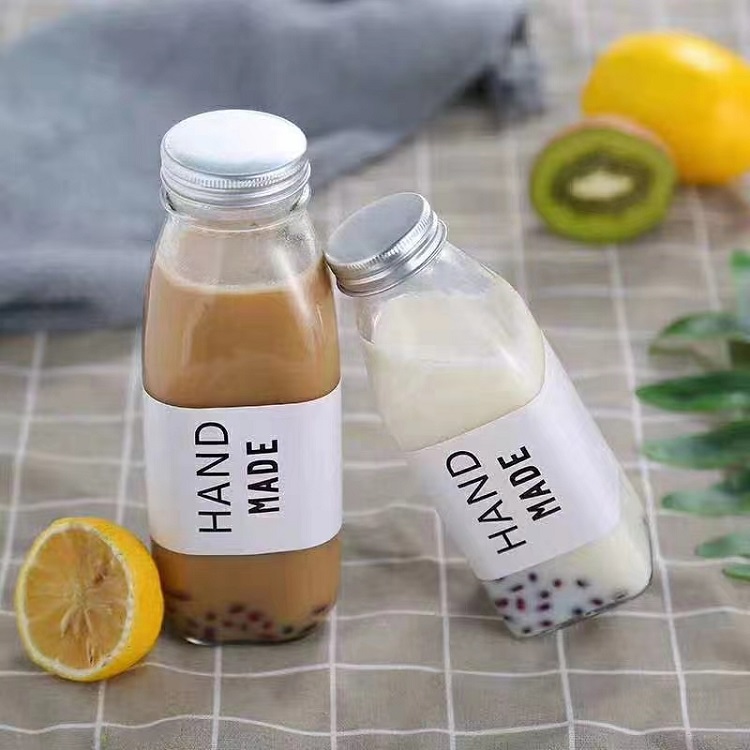 500ml 16oz Square Glass Juice Bottle with Anti-theft Cover | Glint Featured Image