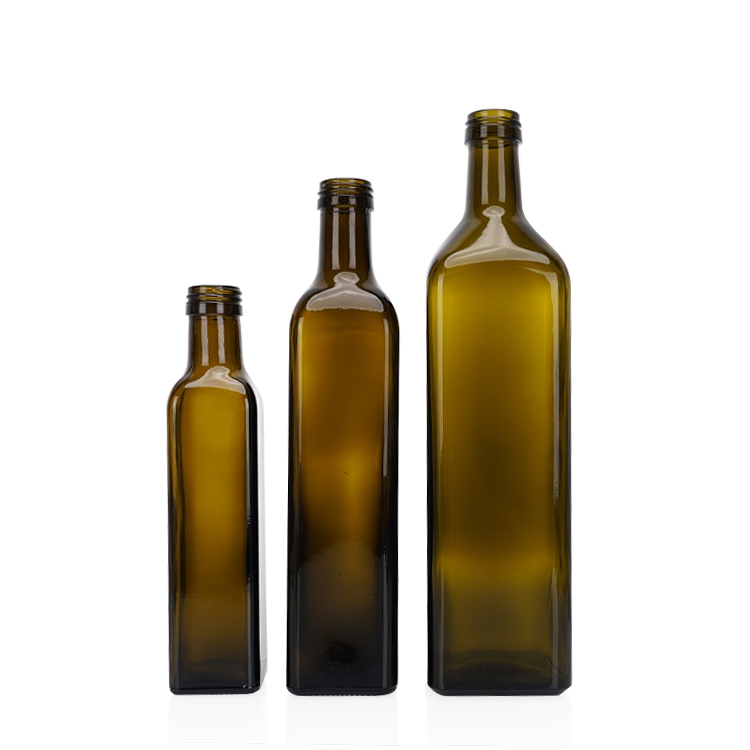 Square Shape Brown Color Olive Oil Glass Bottle 500ml