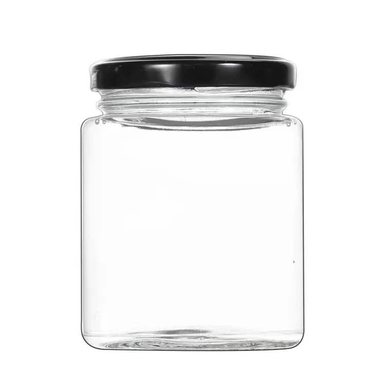 500ml Square Shape Jam Glass Bottle with Metal Lid