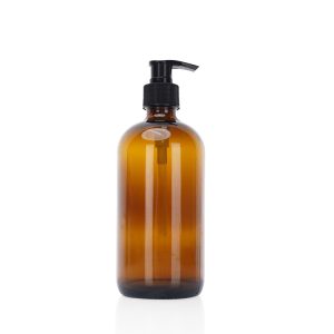 60ml 120ml 240ml Amber Round Glass Boston Bottle Liquid Soap Dispenser Pump Bottle