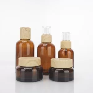 Eco-friendly Skincare Cream / Lotion Glass Cosmetic Packaging Set