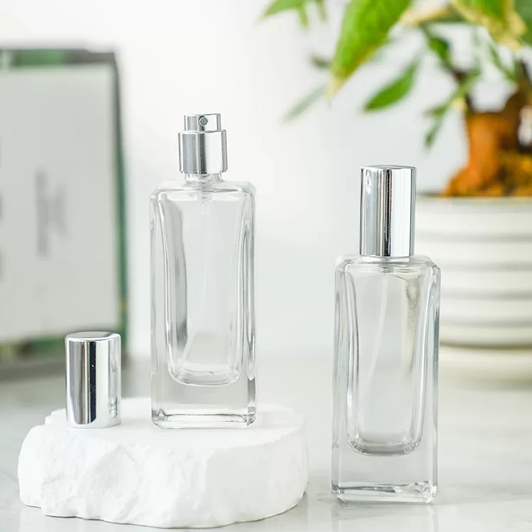 Square Shape Crimp Neck Perfume Glass Bottle 50ml | Glint Featured Image