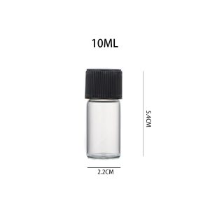 Clear Black Cap 10ml Glass Pre-Roll Tube Bottle