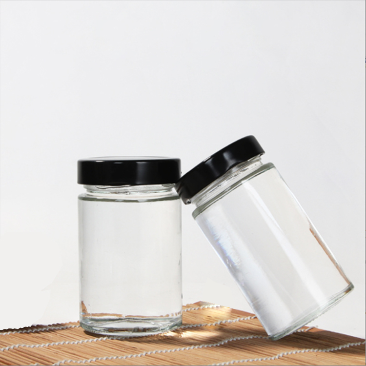 250ml Cylinder Glass Storage Pickles Bottle with Metal Lid