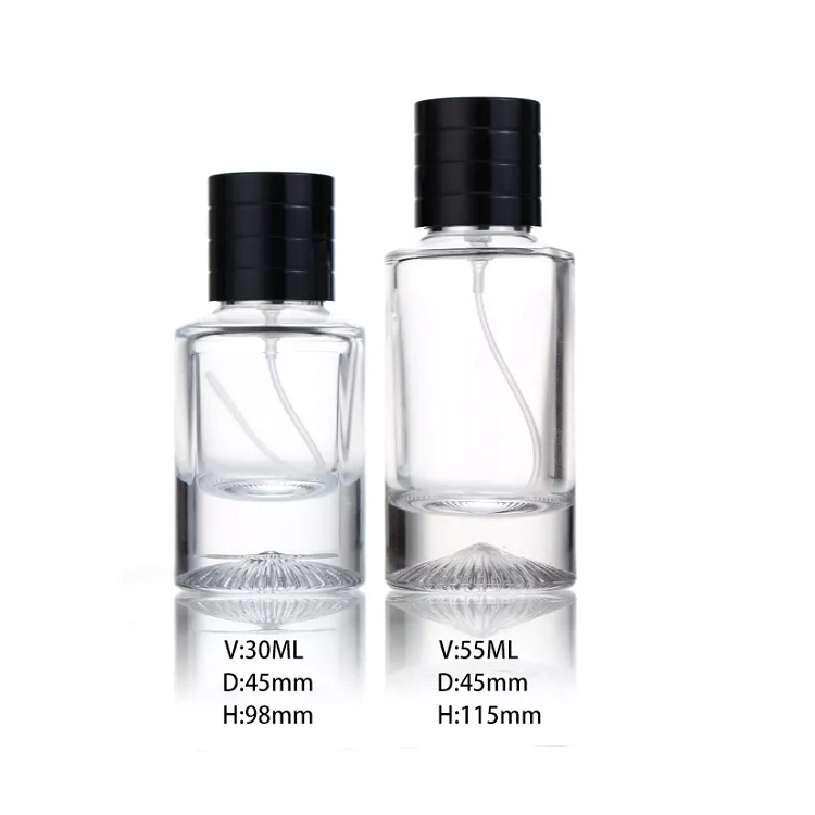 30ml 55ml Round Shape Glass Perfume Bottle with Black Cap | Glint Featured Image