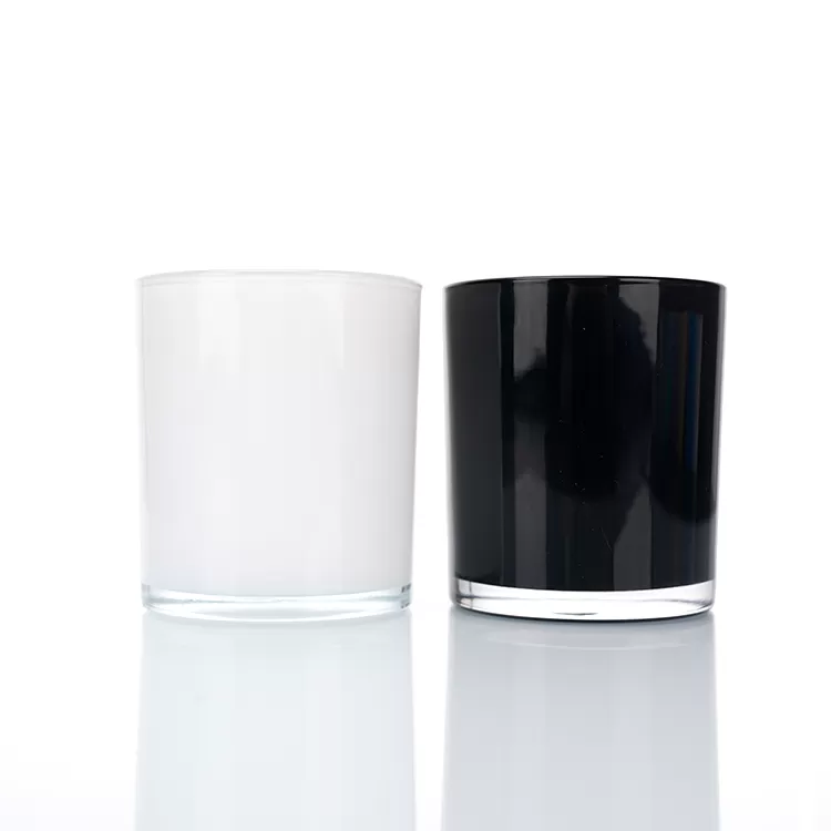 310ml Black White Internal Spray Color Glass Candle Jar