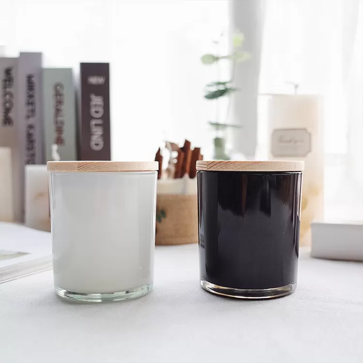 310ml Black White Internal Spray Color Glass Candle Jar | Glint Featured Image