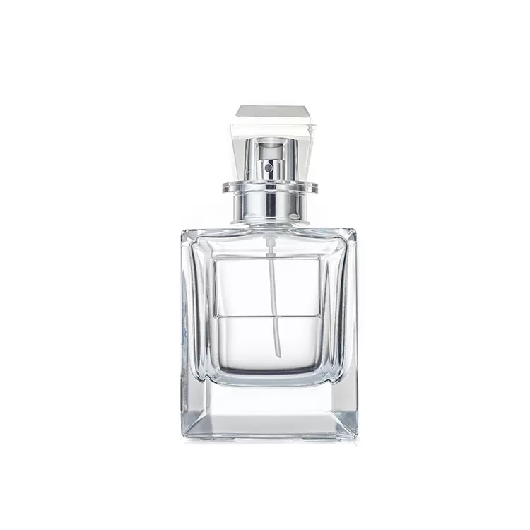 50ml Flat Square Clear Perfume Glass Bottle