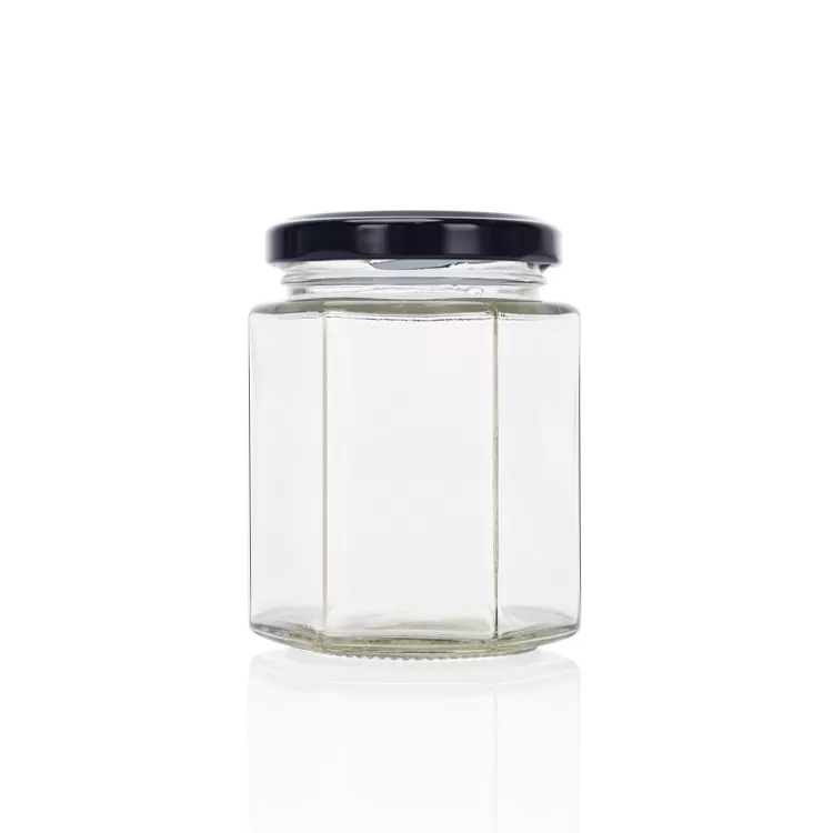 380ml Hexagonal Shape Glass Honey Jar