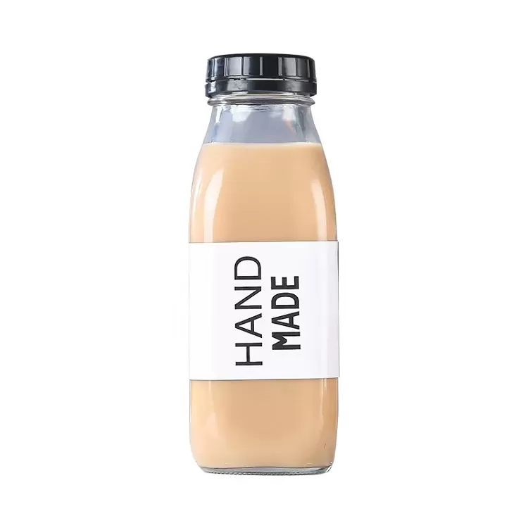 500ml 16oz Square Glass Juice Bottle with Anti-theft Cover