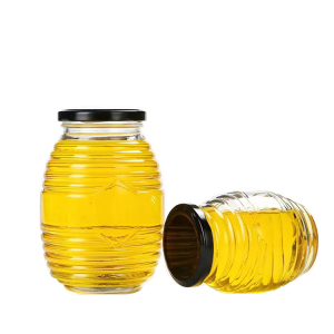 500ml Hive-Shape Glass Honey Jar with Metal Lid