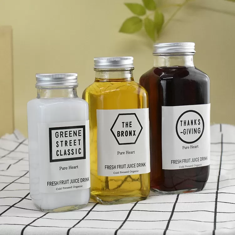 350ml French Square Shape Glass Juice Bottle | Glint Featured Image