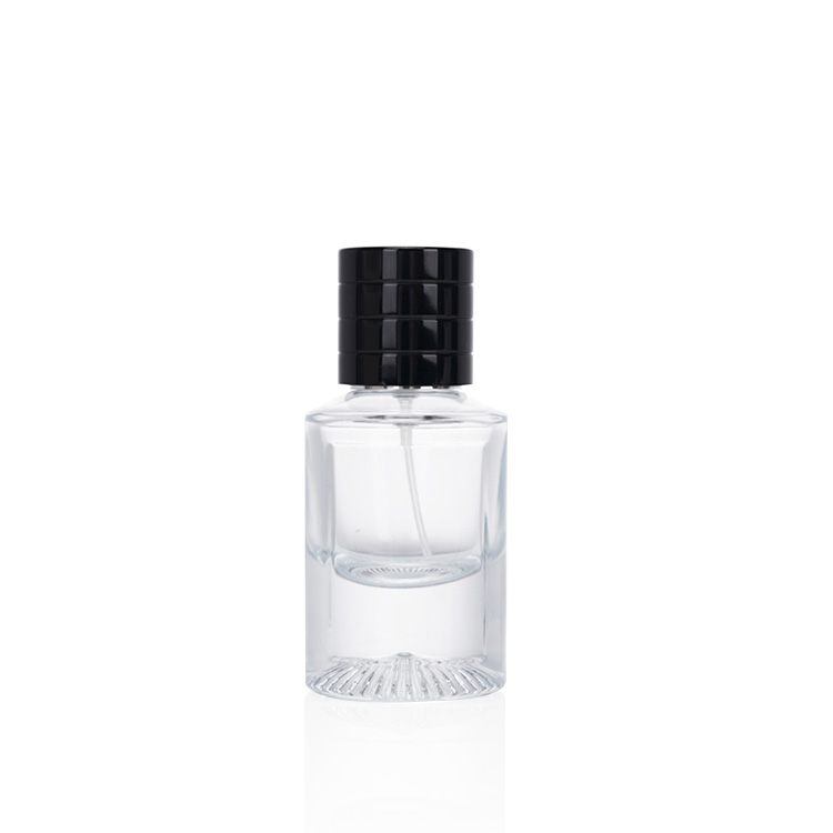 30ml 55ml Round Shape Glass Perfume Bottle with Black Cap