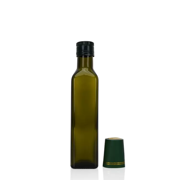 250ml Square Green Glass Sesame Oil Bottle Walnut Oil Bottle