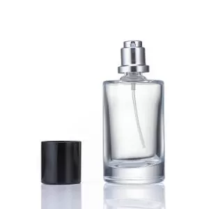 50ml Round Shape Glass Perfume Bottle with Black Cap