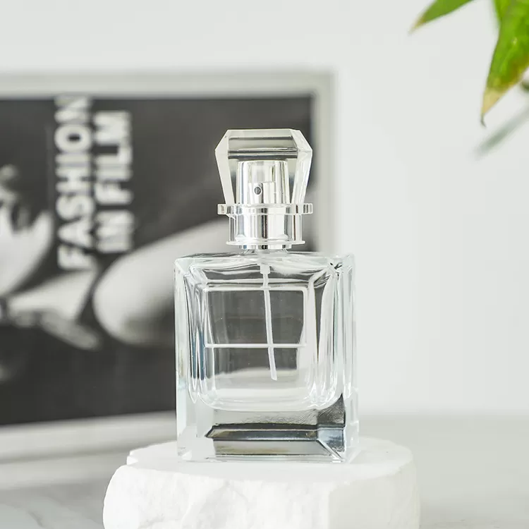 50ml Flat Square Clear Perfume Glass Bottle | Glint Featured Image